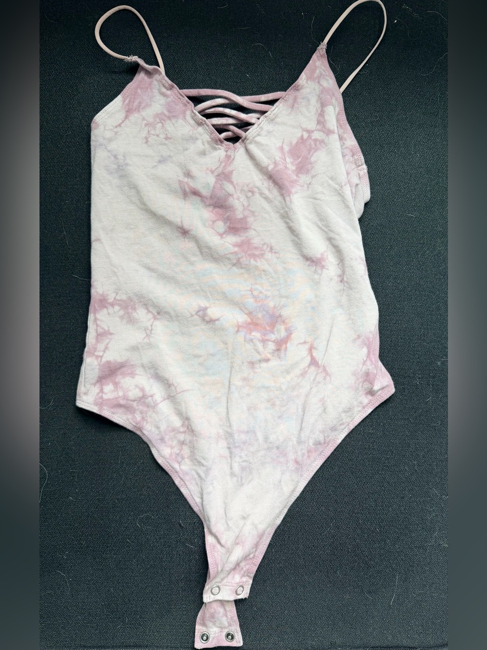 American Eagle Outfitters Pink Tie-Dye Strappy One-Piece Bodysuit
